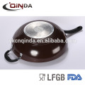 Die-casting non-stick fry wok with tempempered glass lid